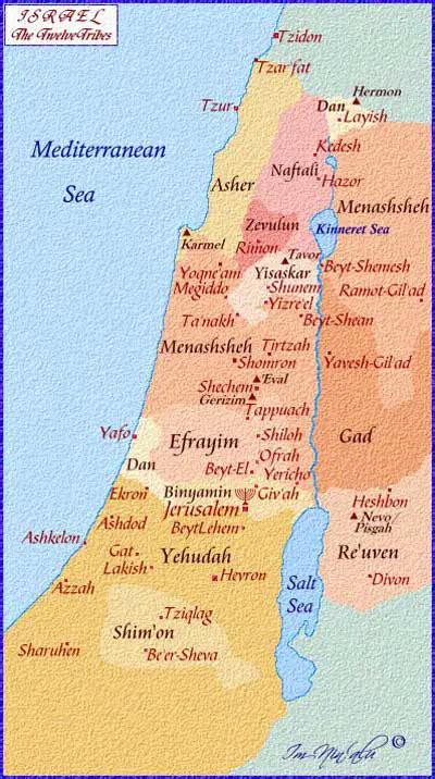 Map of The Twelve Tribes of Israel | Jewish Virtual Library