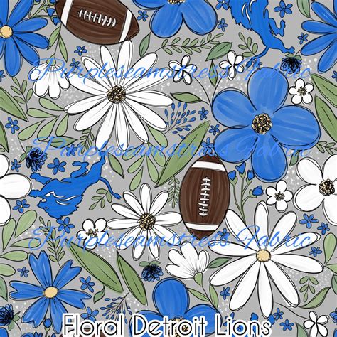 Floral Detroit Lions – Purpleseamstress Fabric