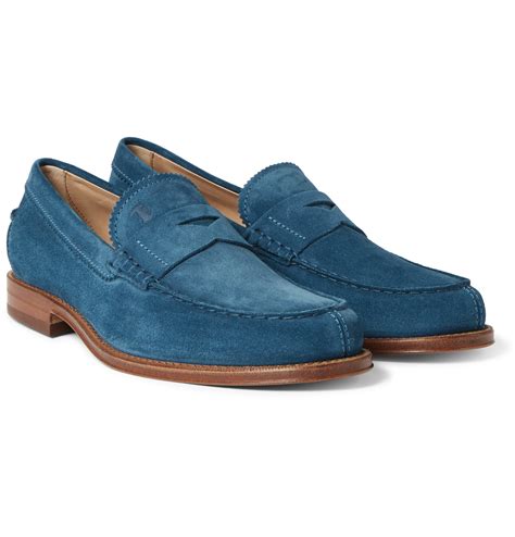 Tod's Suede Penny Loafers in Blue for Men | Lyst UK