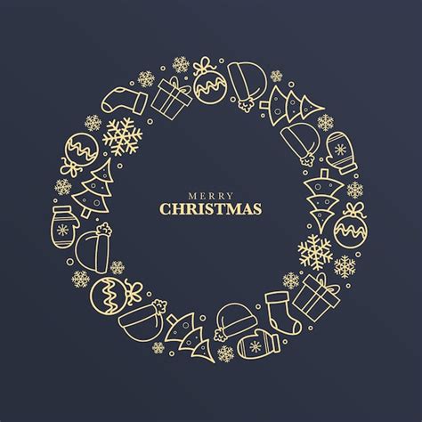 Free Vector | Golden christmas wreath concept