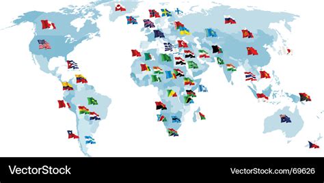 Set of flags world map Royalty Free Vector Image