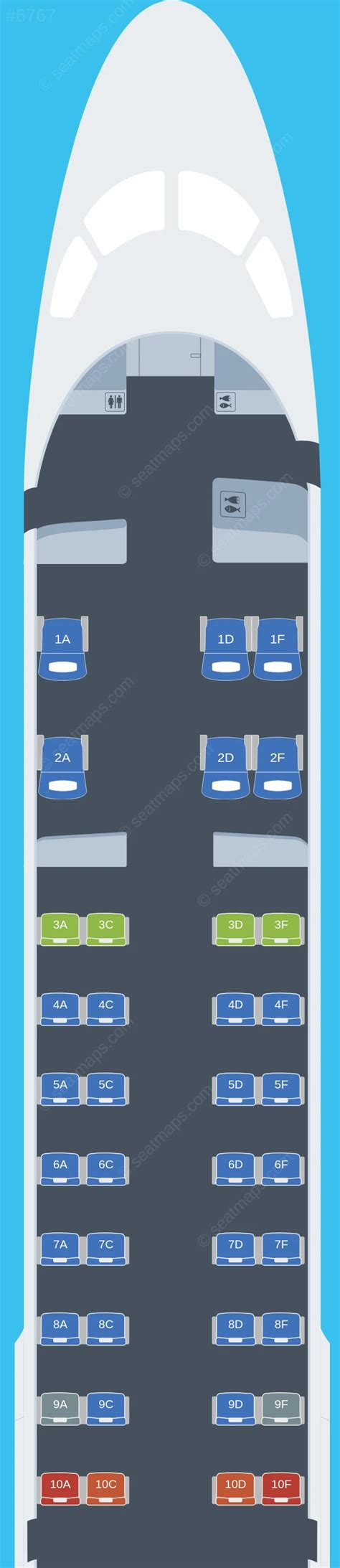 Seat map of Airlink Embraer E190 aircraft