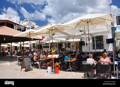 Outdoor restaurants on beachfront, Old Town, Albufeira, Albufeira Municipality, Faro District ...