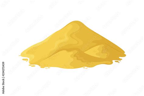 Vetor de Sand heap. Cement pile or yellow sand mound cartoon vector illustration isolated on ...