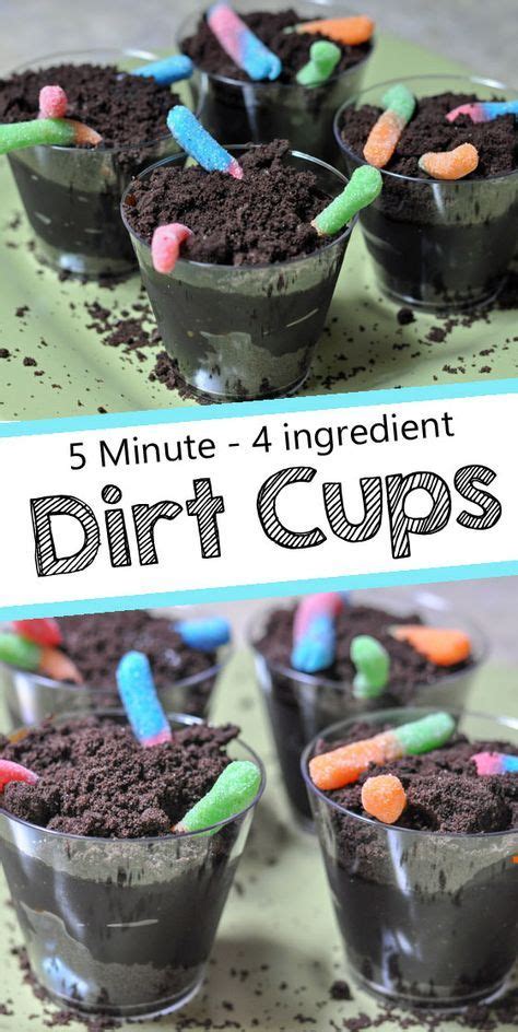 dirt cups with gummy worms | Dirt cups recipe, Kid desserts, Gummy ...