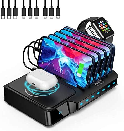 Charging Station Organizer for Multiple Devices, UOKIER 60W 7-Ports USB ...