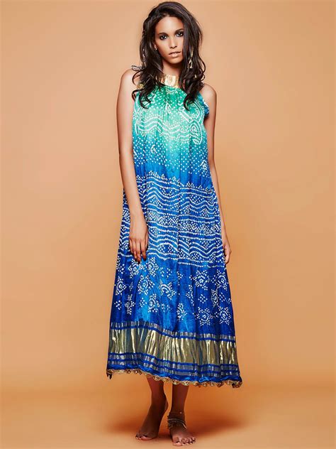 Designer Silk Bandhej Blue Kurti | Bandhani dress, Kurti designs, Indian designer outfits