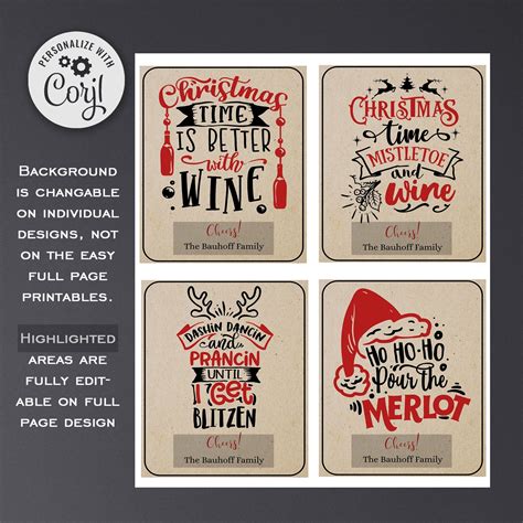 Christmas Gift Wine Label Template Digital Download Wine - Etsy