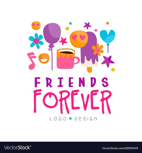 Friends forever logo template with cup of tea Vector Image