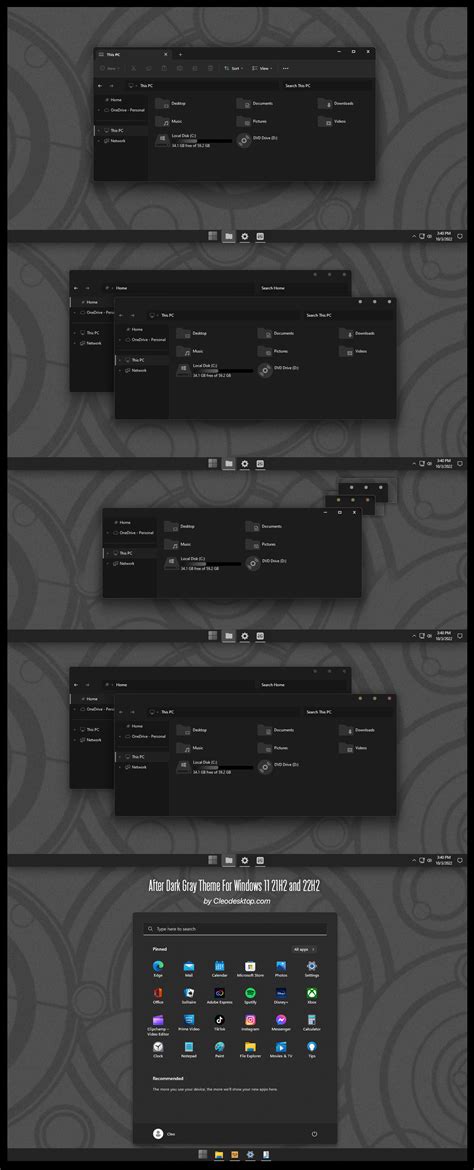 After Dark Gray Theme For Windows 11 22H2 - Cleodesktop