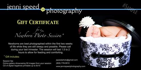 Gift Certificate Sample NB | Jenni Speed Photography