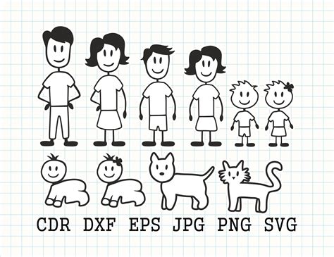 Stick family svg stick figure svg stick people svg family | Etsy