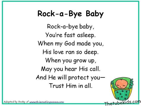 Rock A Bye Baby Lyrics Song And Lyrics For Kids Videos - 2024