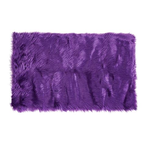 Faux Fur Sheepskin Plush Area Rug Purple 2x3 Feet Rectangle - Walmart.com