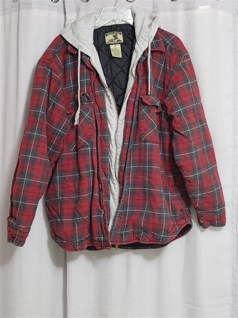 Field & Stream Flannel Shirt Jacket Mens M Hoodie Hea… - Gem