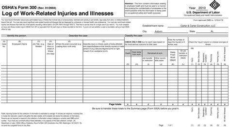 Printable Osha 300 Form - Printable Forms Free Online