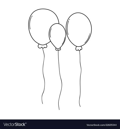 Cute balloons cartoon in black and white Vector Image