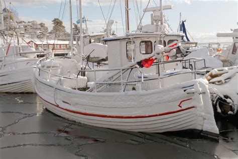 Fishing Boats Boat in the Small Harbor during Winter Time Stock Image - Image of scenic ...