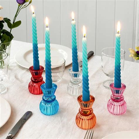 Double Ended Glass Candle Holder – Blue - Harri & Eve