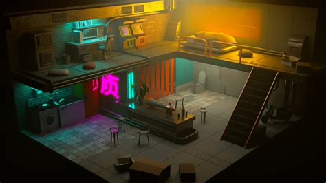 ArtStation - Cyberpunk Room, Antonis Fassolas | Cyberpunk room, Futuristic interior, Futuristic room