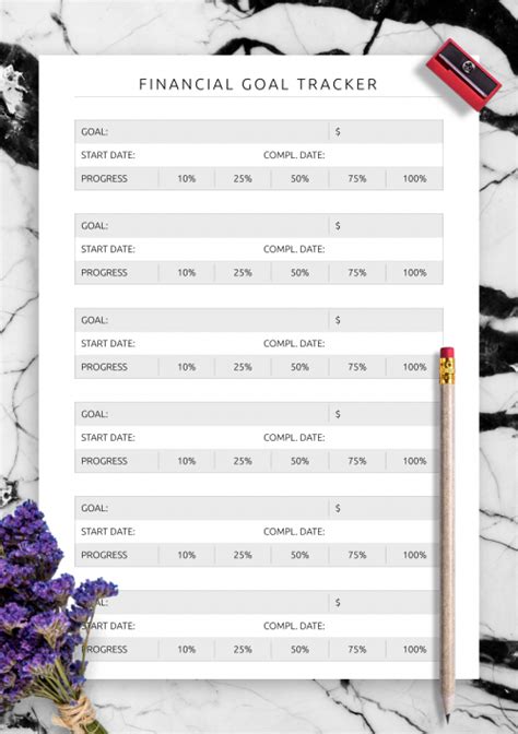 Download Printable Future Financial Goals Template PDF