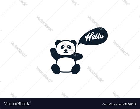 Cute cartoon panda waving hand smile logo icon Vector Image