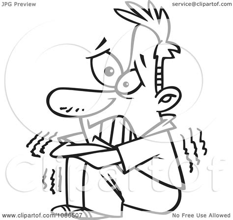 Clipart Outlined Scared Man Shaking - Royalty Free Vector Illustration ...