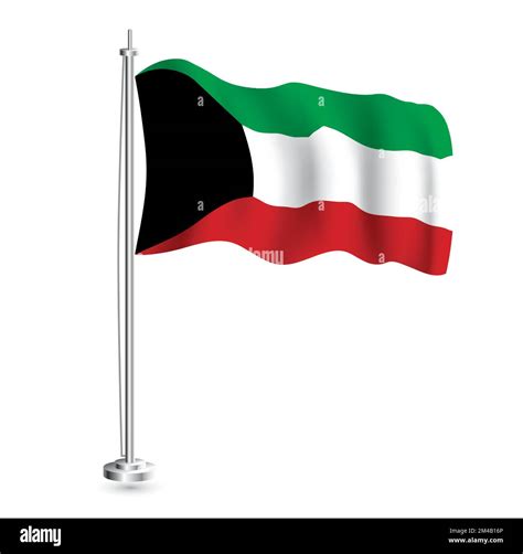 Kuwaiti Flag. Isolated Realistic Wave Flag of Kuwait Country on ...