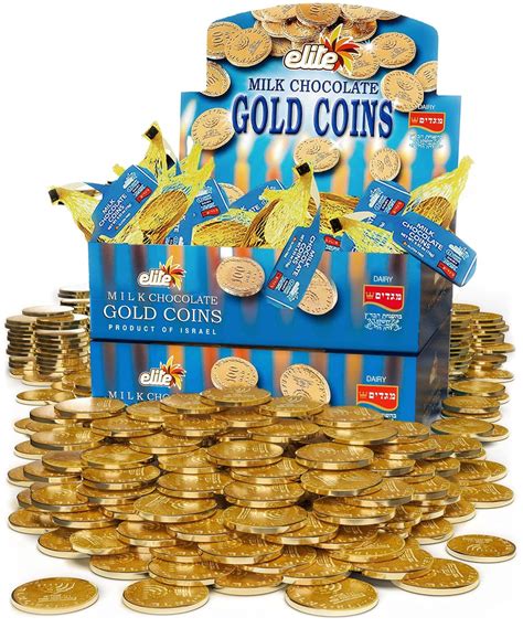 Amazon.com: Elite Bulk Hanukkah Gelt Milk Chocolate Gold Coins (48 MESH BAGS of .53oz ) Filled ...