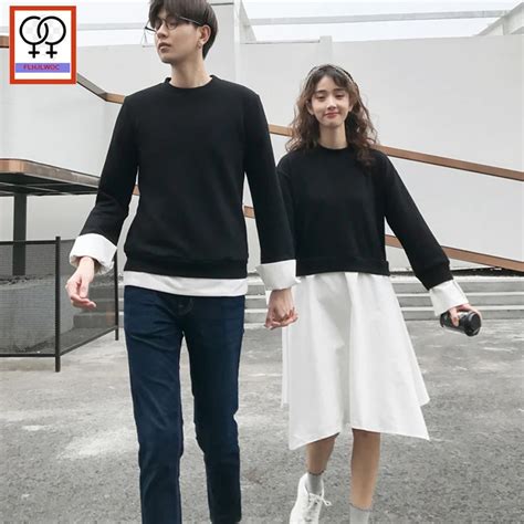 2019 Matching Couple Clothes Lovers Hoodies Dress Boyfriend Girlfriend Date Wear Casual Cute ...