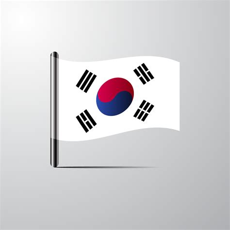 Korea South waving Shiny Flag design vector 14247871 Vector Art at Vecteezy