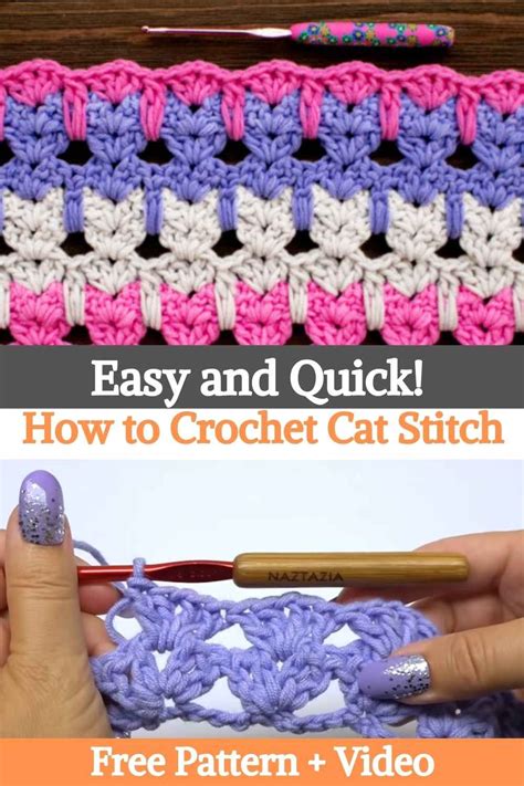 Easy and Quick! How to Crochet Cat Stitch | Colchas de ganchillo ...