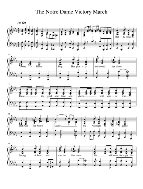 Notre Dame Victory March Lyrics : The famous chorus and its melody are now in the public domain ...