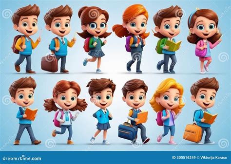 School Characters Illustration Set. Education Items Stock Illustration ...