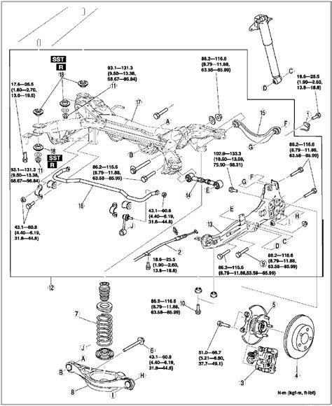 Mazda 6 Service Manual - Rear crossmember removal/installation - Rear suspension