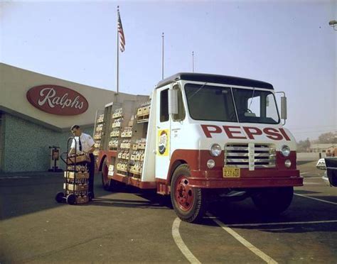 Vintage: Early 1960's view of a Pepsi-Cola truck delivering the goods on a sunny Southern ...