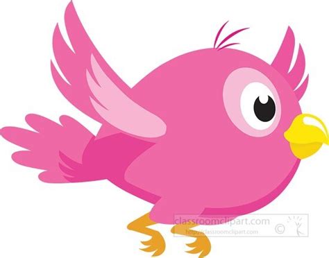 Bird Clipart-cartoon pink bird with yellow beak clipart