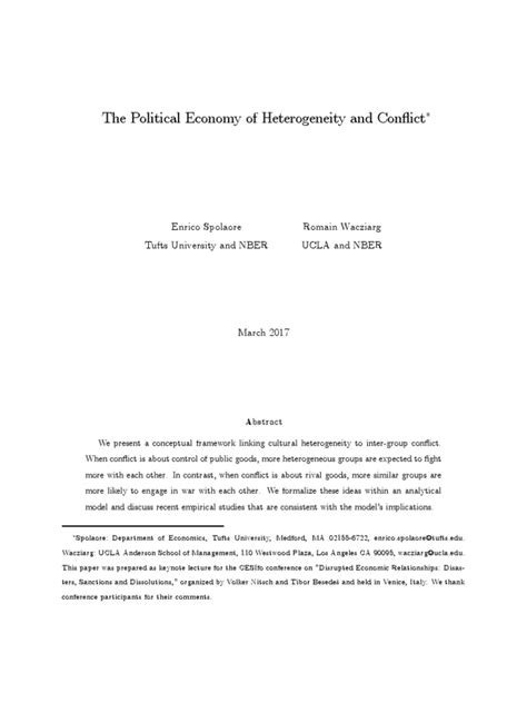 The Political Economy of Heterogeneity and Conflict | PDF | Economics ...