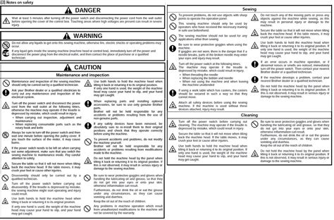 Notes on safety | Industrial Sewing Machine | Brother