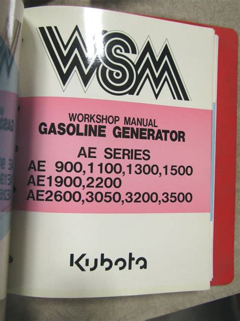 Kubota Gas generator AE Series Workshop Service Manual - Used Equipment Manuals