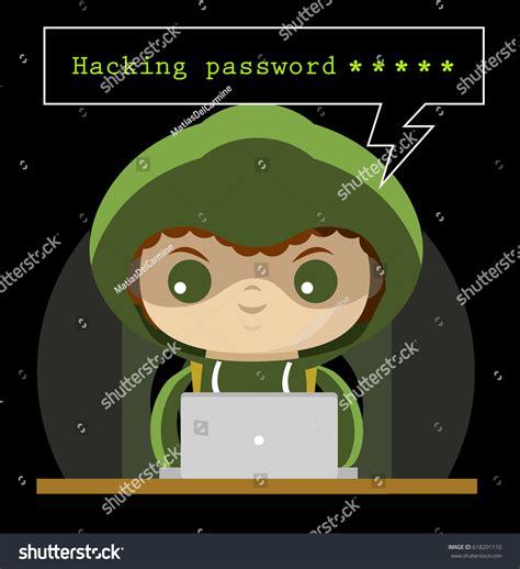 Cute Hacker Using Computer Stock Vector (Royalty Free) 618201110 ...