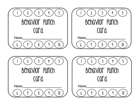 Behavior Punch Card - Classroom Freebies