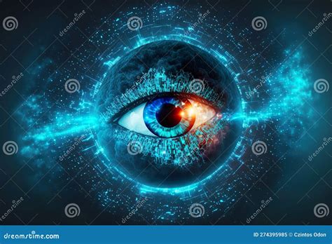 Retina Scanner Presented with the Help of Blue and Green Eyes. Stock ...