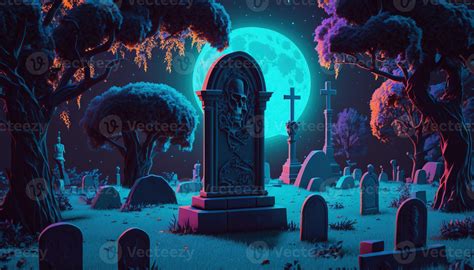 Cemetery in night artwork generative ai art horrer bg 21923954 Stock Photo at Vecteezy