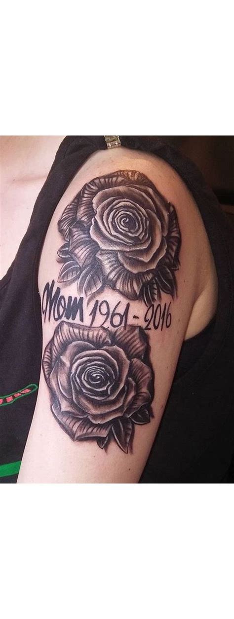 Rose on shoulder Rest In Peace mom tattoo | Mom tattoos, Tattoos, Polynesian tattoo