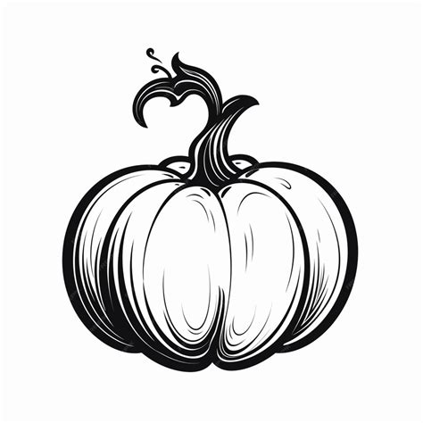 Premium AI Image | a black and white drawing of a pumpkin with a swirly stem generative ai