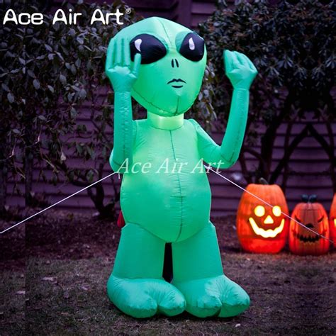 cheap Halloween decoration inflatable green alien with led lights for ...