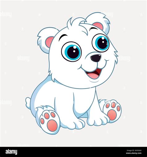 Baby polar bear clipart, animal cartoon illustration vector Stock ...