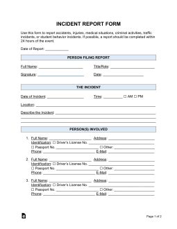 Free Incident Report Form Printable