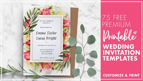 75 Best Wedding Invitation Templates | Customize & Print For Free